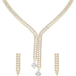 i jewels Gold Plated Cubic Zirconia American Diamond Necklace & Earrings Jewellery Set for Women (AD0040FL)-picture-53