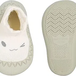 infantso Cream Color with Cute face Shape Design Non-Slip Baby Sock Shoes for Toddlers -Soft, Breathable & Anti-Skid Floor Sneakers-picture-13