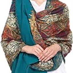 weavers villa Women's Wool Blend Full Embroidery Matka Shawls,Stoles (30" x 80")-picture-36