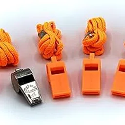 American Whistle Corporation Personal Safety Whistles With Lanyards- Emergency Whistles Family 4 Pack - 3 Durable Orange Whistles 1 Metal Brass Whistle With 4 Lanyards-image-64