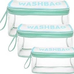 storite Set of 3 Transparent PVC Washbag Pouches – Waterproof Travel Toiletry & Cosmetic Bags with Zipper for Makeup, Stationery & Accessories (Blue)-picture-22
