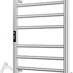 ANTIOCH Stainless Steel 304 Electric Towel Warmer Heated Towel Rail with Built-in Timer for Bathroom Wall Mounted Plug in Towel Rack Polished Chrome 800mm x 500mm-picture-31