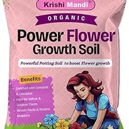 Krishi Mandi Organic Power Flower Growth Soil – Premium Potting Mix with Cocopeat & Compost – Best Soil for Rose, Hibiscus & All Flowering Plants – Boosts Heavy Blooming (10 Kg)-picture-19