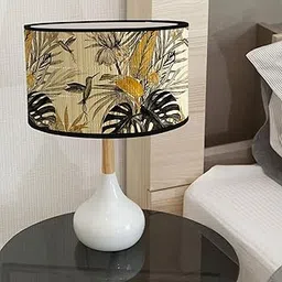 Round Bamboo Lamp Cover Table Lamps Bedroom Chandelier Drum Print Lamp Shade Style B-picture-34