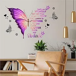 DREAM DECALS Large Inspirational Butterfly Wall Stickers Motivational Saying Peel and Stick Wall Art Stickers for Women Girls Bedroom Living Room Office Wall Decoration (Colorful)-image-80
