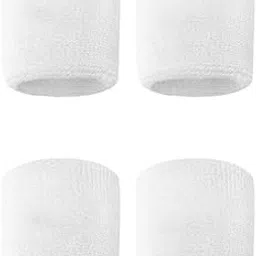 White Fitness Bands Wrist Bands Sweat Bands Supporter for All Sports- Pack of 4-picture-52