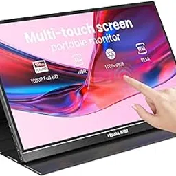 15.6” Portable USB Type-C Monitor Touchscreen, 1080P FHD, IPS, 10-Point Touch External Screen with Premium Smart Cover Dual Speakers for Xbox,PS4,Switch,Laptop,PC,Phone,Mac,Surface image 1