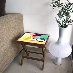 Nutcase Designer Teak Wood Side Table Folding Wooden Bedside Coffee Outdoor Picnic Table - Cycle Art-picture-11