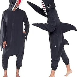 funziez! Unisex Adult Pajamas - Plush One Piece Cosplay Shark Animal Costume-picture-13