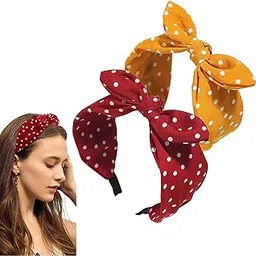 2Pcs Hair Band Headband For Women Bow Knot Fabric Headbands Knotted Hair Bands Twisted Headwrap Bunny Ear Wide Hair Hoops Hair Accessories-image-10