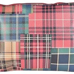 Eternia® Tartan Printed Artificial Leatherette Multipurpose Pouch – A4 Size Zip Organizer for Stationery, Makeup, Travel & Office Use-picture-21