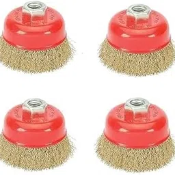 Inditrust New 4pc 3 inch Crimped Cup Brush For Removing Rust, Paint, Stains, Stubborn Dirt , Polishing/ Carbon Steel Twisted Cup Brush Wheel Brush-image-3