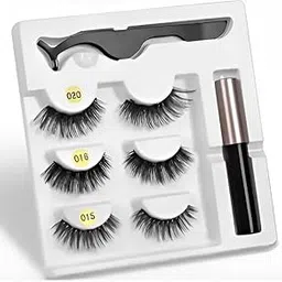 Magnetic False Eyelash & Magnetic Eyeliner Kit, Eye Makeup Waterproof Liquid Eye Liner, 1 mascara tube empty bottle, 3D Faux Mink Eye Lashes Natural Reusable Lashes 3 Pairs, Free Applicator-picture-27