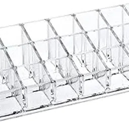 wolpin Plastic 24 Compartment Cosmetics Organizer Makeup Lipstick Storage Organizer Display Cases Holder Box, Transparent (23 X 9 Cm)-picture-21