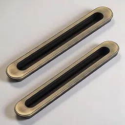 Atom 10.1 Inches Sliding Concealed Wardrobe Door Handle | for Drawer Cupboard Almirah Kitchen Cabinet Slider Doors Handles | Brass Antique Finish (Set of 2, CH-317)-picture-30