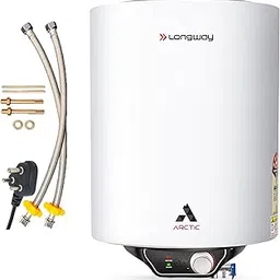 Longway Arctic 15 Ltr 5 Star Rated Storage Water Heater for Home with Advanced Multi-Layered Safety System | Glassline Coated Tank | Suitable for Hard Water & High-Rise Building (White) image 1