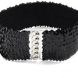 fabme Women's Nylon Shimmer Stretchable Belt-picture-37