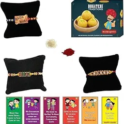 BOGATCHI rakhi for brother with sweets, rakhi for brother combo with sweets, rakhi with sweet combo, sweets for rakhi, rakhi sweets -Besan Ladoo + Rakhi Set of 2 +Roli Chawal+ Rakhi Card |RKH21d-123-picture-34