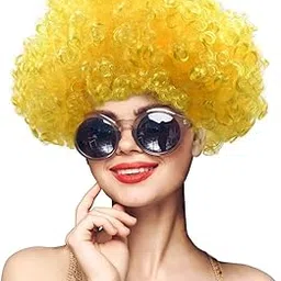 Wanna Party Dense Afro Wigs Yellow 80 Grams-picture-40