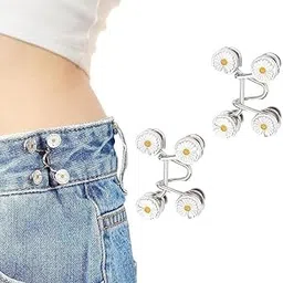 DHANGAR Jean Button 2 pcs Pant Waist Tightener, Adjustable Buckle Set, Quick Fix Extender for Trousers to Make Fit, Instant Helping Pins for Jeans Skirts, Adjuster Detachable No Sewing, Snap-On-picture-70