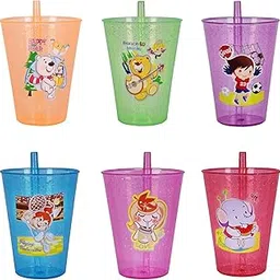 faas Cartoon Water Glass/Glitter Sipper Glass Tumbler/Sipper with Straw for Kids/Children, Multicolor 250 ml Sipper (Multicolor) (6)-picture-26