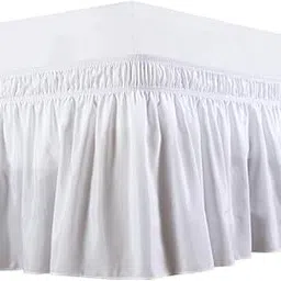 Noble Comfort Linen 1 Wrap Around Bed Skirt, Elastic Dust Ruffles, Easy Fit Wrinkle and Hotel Quality, Pattern Solid 100% Egyptian Cotton 650 TC, 18 inch Drop Length, Size Twin, White-picture-17