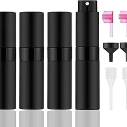 IRON BILL 4 PCS/8ml Portable Mini Perfume Atomizer Bottles, Empty Refillable Spray Bottle with 3 Types of Refill Tools, Pocket Travel Perfume Sample Bottles(Matte Black)-image-53