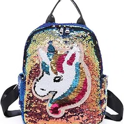 MOCA Unicorn Sequins Sequin Back Bag Bagpack Backpack Backpacks for Kids Girls Womens Unicorn Sequin Backpack Bag (Gold)-picture-17