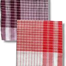 Super Soft Red and Chocolate Cotton Checkred gamcha gamosa Bath Towel for Men,Women Skin Friendly and Perfect for Bath and Beach use Size 31X 70 Inches Pack of 2-picture-26