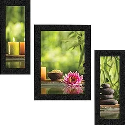 SAF paintings Synthetic Landscapes Framed Painting, Lotus, 22.5 x 13.5 inch-Multicolour SANFSA9187-picture-17