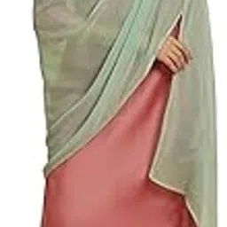 w for woman Women Polyester Aqua Green Chiffon Dupatta With Gold Mukaish, Free Size-picture-16