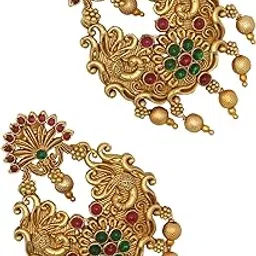 nagneshi art Pearls Antique Gold Tone Muti Layer Chandbali Earring For Women-picture-16