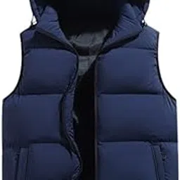 wesoke Men's Vest Hooded Sleeveless Jacket Solid Color with Removable Collar-picture-13