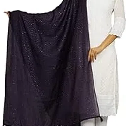 Ravaiyaa - Attitude is everything Women Embroidery Dupatta, Beautiful Sequence Work On Scarf, Handmade Long Stole 34x84 Inch (Purple)-picture-12