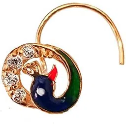 premokshi 14Kt Pure Yellow Gold Peacock Nose pin with Purity Certificate-picture-36