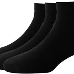 louis philippe Modal Quarter Length Men's Plain Pattern Socks (Pack Of 3) - Black-picture-14