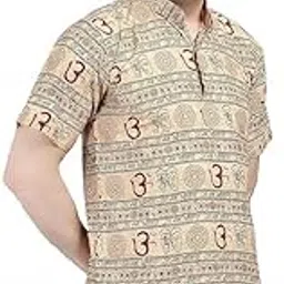 pk hub Om Printed Kurta for Mens and Boys, Kurta for Events, Cotton Half Sleeve Mahadev Mahakal Kurta t Shirt-picture-53