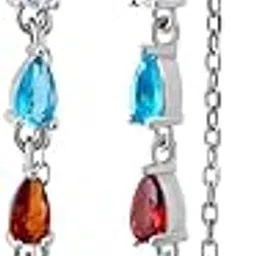 svan fine silver jewellery 925 Sterling Silver Long Drop Earrings for Women | Multicolored Teardrop CZ | BIS Hallmarked | Nickel-Free | Hypoallergenic | 6 Months Warranty | Certified Jewelry-picture-22