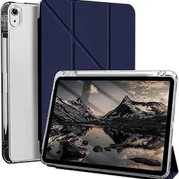 Origami Smart Case | Clear Back | Right-Side Pencil Holder | Auto Wake/Sleep | Magnetic Fold Stand Cover | Shockproof Cover for iPad (A16) 11th/10th Gen (2025/2022) 10.9 inch - Blue-picture-21