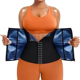 Shopipistic Unisex Sauna Belt for Women Weight Loss Belly Fat, Sweat Belt for Men Extreme Fat Burner, Dual Compression Gym Waist Trainer with 3 Row Hook & Eye Closure Corset Belt and Zipper-image-78