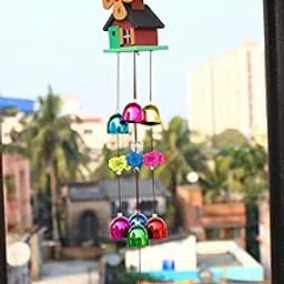 Jamboree The Hut Wind Chime Feng Shui Home Positive Energy Wooden Windchimes for Balcony Bedroom with Good Sound Vastu Garden Decor Brass Windchime (24 inch, Multicolor)-picture-11