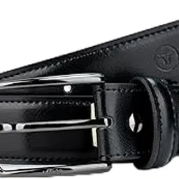 ufficio Men's Black Stitched Chinos with Shiny Black Prong Belt - Size XL (48 to 52 inches)-picture-12