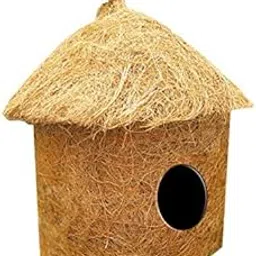 LIVEONCE Safest Organic Bird Nest Classic Hut Bird House Purely Handmade Nest for All Small Birds - (Small)-image-22