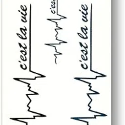 3D Temporary Tattoo Sticker Pulse Heart Rate Text Design Size 10.5x6CM - 1PC.-picture-23