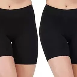 aivira Womens Girls Ladies Shorts for Yoga Sports Cycling Shorts Black Panty M1 (Pack of 2)-picture-33