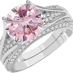 clara Pure 925 Sterling Silver Tove Pink Solitaire Wedding Finger Ring | Swiss Zircon Platinum Plated | Size Adjustable | Gift for Women Girls Wife Girlfriend-picture-28