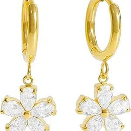 Floral Design 18K Gold Plated Earrings for Women Stylish Lightweight Gold Jewelry Waterproof & Anti-Tarnish Fashion Earrings for Girls & Women-image-15