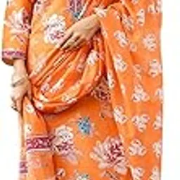 vaamsi Women's Orange Rayon Blend Printed Straight Floral Kurta Trousers With Dupatta Set | Daily Straight Kurta Set For Women | Floral Salwar Suit For Women-picture-26