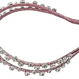 choko Elegant Stone Work Double Hairband for Women, Girls - Pink, Clear - CHK197-picture-19
