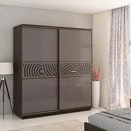 Spacewood Ripple 2 Door Sliding Wardrobe | HG Basalt Grey Finish | Engineered Wood Almirah with 2 Lockable Drawers & 2 Hanging Spaces | Bedroom Cupboard Almari | 3-Year Warranty-picture-17